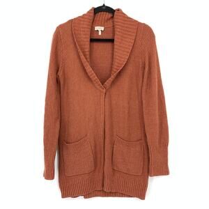 Logo By Lori Goldstein Womens Size XS Cotton Blend Cardigan Rust Brown